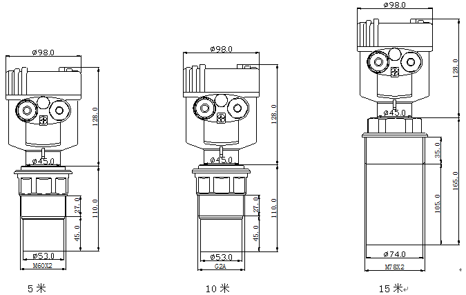 超聲波液位計(jì)的型號及尺寸圖